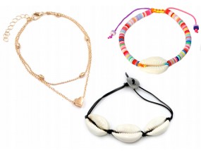 ZESTAW BRANSOLETKI NA RĘKĘ NOGĘ LATO WAKACJE 3szt SERDUSZKO FIMO MUSZLE