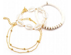 ZESTAW BRANSOLETKI LATO WAKACJE NA NOGĘ KOSTKĘ RĘKĘ 3szt KATSUKI MUSZLE