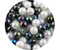 KORALIKI AKRYLOWE KULKI OPALIZUJĄCE BŁYSZCZĄCE MIX CZARNE BIAŁE 8mm 50szt