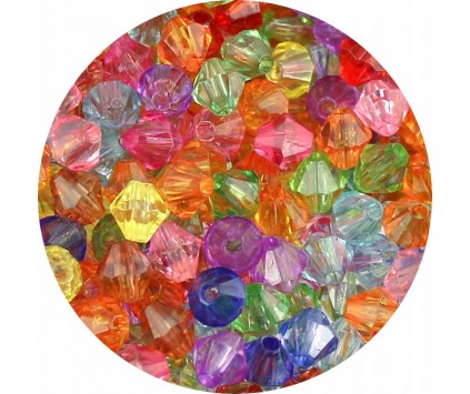 Koraliki Akrylowe Szlifowane Diamenciki Transparentne Mix Kolorów 6mm 50szt