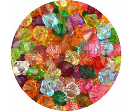 Koraliki Akrylowe Szlifowane Diamenciki Transparentne Mix Kolorów 8mm 50szt