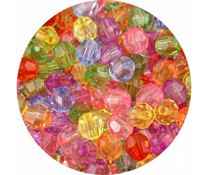 Koraliki Szlifowane Akrylowe Kulki Kuleczki 6mm Mix Kolorów 50szt