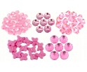 Różowe Jasne Koraliki Akrylowe 5 wzorów Zestaw Motylki Szlifowane 90szt