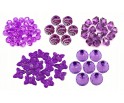 Fioletowe Koraliki Akrylowe 5 wzorów Zestaw Szlifowane Motyle Komplet 90szt