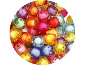 Koraliki Akrylowe "Koralik w Koraliku" Kostki Diamenciki 8mm Mix 50szt