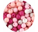 Miks Zestaw Koralików Koraliki Kulki Gładkie Akryl Odcienie Różu 8mm 50szt
