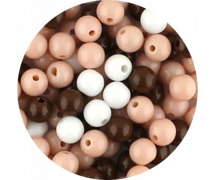 Miks Zestaw Koralików Koraliki Kulki Gładkie Akryl do Biżuterii 8mm 50szt