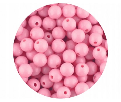 Koraliki Gładkie Klasyczne w Kształcie Kulki 8mm 50szt Akryl Różowe Jasne