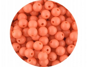 Koraliki Gładkie Klasyczne w Kształcie Kulki 8mm 50szt Akryl Pomarańczowe