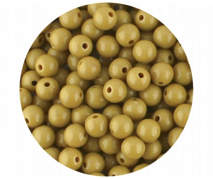 Koraliki Gładkie Klasyczne w Kształcie Kulki 8mm 50szt Akryl Musztardowe