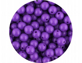 Koraliki Gładkie Klasyczne w Kształcie Kulki 8mm 50szt Akryl Fioletowe
