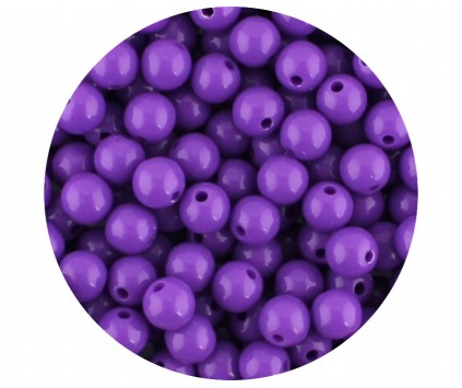 Koraliki Gładkie Klasyczne w Kształcie Kulki 8mm 50szt Akryl Fioletowe