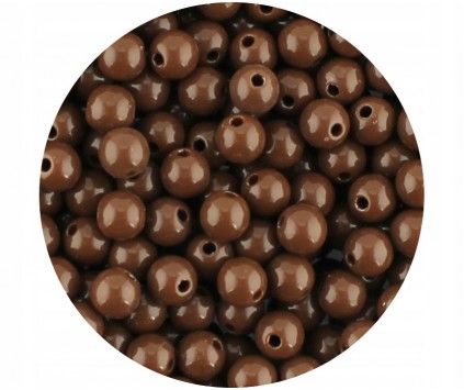 Koraliki Gładkie Klasyczne w Kształcie Kulki 8mm 50szt Akryl Brązowe