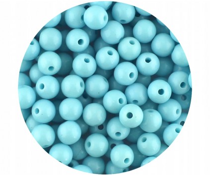 Koraliki Gładkie Klasyczne w Kształcie Kulki 8mm 50szt Akryl Błękitne