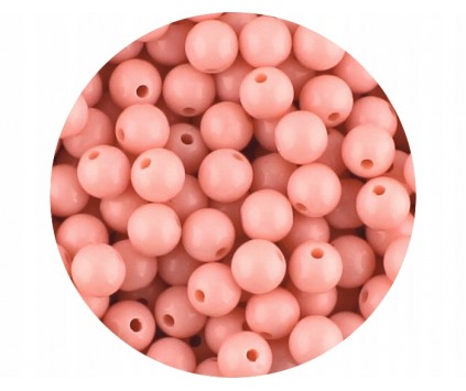 Koraliki Kule Kulki Akrylowe Pastelowe Gładkie 8mm 50sz Pudrowy Róż