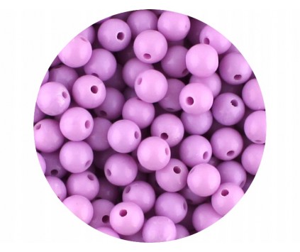 Koraliki Kule Kulki Akrylowe Pastelowe Gładkie 8mm 50sz Fiolet Jasny