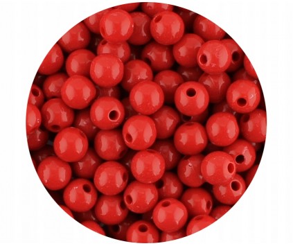 Koraliki Kule Kulki Akrylowe Klasyczne Gładkie 8mm 50szt Czerwone