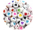 Miks Koraliki Akrylowe z Serduszkiem Sercem Okrągłe Serca Pastylki 7mm 50sz