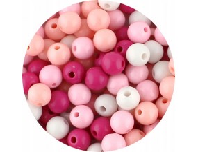 Miks Zestaw Koralików 100szt Koraliki Kulki Gładkie Akryl Odcienie Różu 8mm