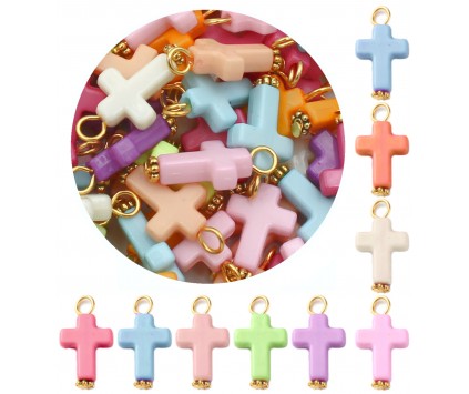 ZAWIESZKA KRZYŻYK KRZYŻE DO RÓŻAŃCA ZAWIESZKI AKRYL PASTELOWE KRZYŻYKI 10sz