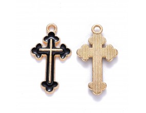 ZAWIESZKA MEDALIK WISIOREK KRZYŻ KRZYŻYK EMALIOWANY CZARNY DO RÓŻAŃCA 1szt