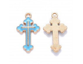 ZAWIESZKA MEDALIK WISIOREK KRZYŻ KRZYŻYK EMALIOWANY NIEBIESKI DO RÓŻAŃCA