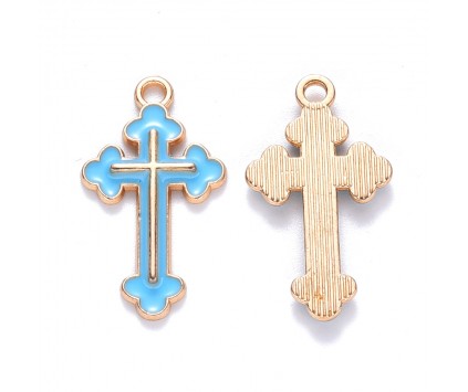 ZAWIESZKA MEDALIK WISIOREK KRZYŻ KRZYŻYK EMALIOWANY NIEBIESKI DO RÓŻAŃCA