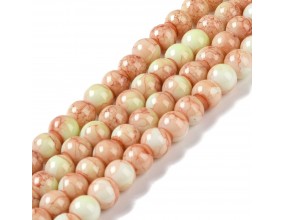 KORALIKI SZKLANE MARMURKI 8mm 50szt DO BRANSOLETEK RÓŻAŃCA ŻÓŁTO-POMARAŃCZO