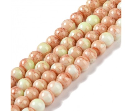 KORALIKI SZKLANE MARMURKI 8mm 50szt DO BRANSOLETEK RÓŻAŃCA ŻÓŁTO-POMARAŃCZO