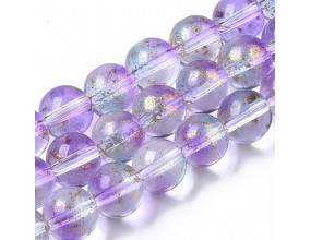 KORALIKI SZKLANE KULKI ZE ZŁOTYMI PŁATKAMI 8mm 50szt DO BRANSOLETEK RÓŻAŃCA