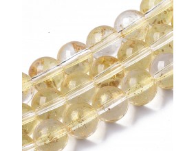 KORALIKI SZKLANE ZE ZŁOTYMI PŁATKAMI 8mm 50szt DO BRANSOLETEK RÓŻAŃCA ŻÓŁTE