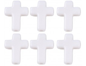 KORALIKI KRZYŻ KRZYŻYKI KRZYŻE DO RÓŻAŃCA AKRYL RÓŻANIEC BIAŁE 16mm 20szt