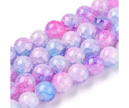 Koraliki Szklane Marmurki Kulki 8mm Niebiesko Różowe 50szt