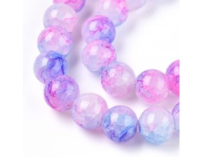 KORALIKI MROŻONE SZNUR 8mm SZKLANE 52szt mleczne