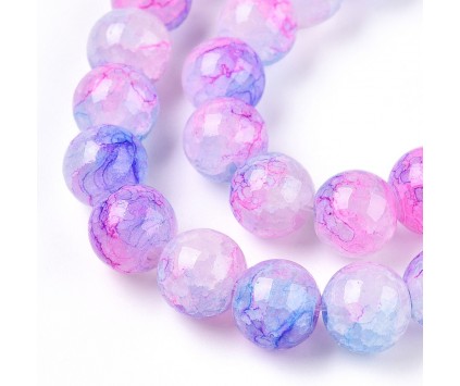 KORALIKI MROŻONE SZNUR 8mm SZKLANE 52szt mleczne