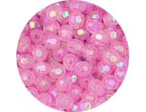 KORALIKI SZLIFOWANE OPALIZUJĄCE BŁYSZCZĄCE AKRYLOWE RÓŻOWE JASNE 8mm 50szt