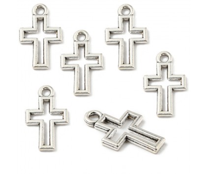 ZAWIESZKA KRZYŻ KRZYŻE DO RÓŻAŃCA BRANSOLETKI KRZYŻYK KONTUR 17mm 10szt