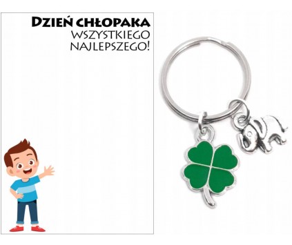 Brelok Breloczek Prezent Dzień Chłopaka Koniczyna Słonik Upominek Szkoła