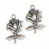 Zawieszka Charms Metalowa Róża Kwiat do Bransoletek Biżuterii 25x16mm 2szt