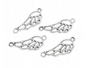 Łącznik do Bransoletek Zawieszka Ozdoba Skrzydło Skrzydła Metal Srebrne 4sz