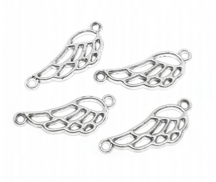 Łącznik do Bransoletek Zawieszka Ozdoba Skrzydło Skrzydła Metal Srebrne 4sz