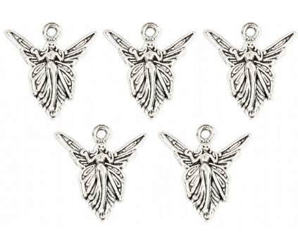 Zawieszka Aniołek ANIOŁ Charms Święta Mikołajki KOMUNIA 20x19mm Metal 5szt