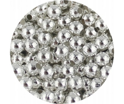 Kulki Kuleczki Dystansowe Przekładki 4mm do Biżuterii Metalowe Srebrne 50sz