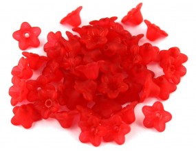 Koraliki akrylowe kwiatki dzwoneczki 9mm czerwone 30 sztuk