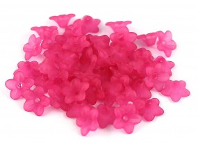 Koraliki akrylowe kwiatki dzwoneczki 9mm różowe ciemne 30 sztuk