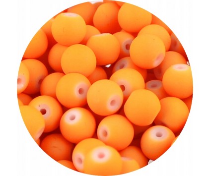 Koraliki Szklane Gumowane Matowe 8mm Kluki Pomarańczowe 50szt