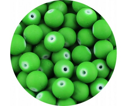 Koraliki Szklane Gumowane Matowe 8mm Kluki Zielone 50szt