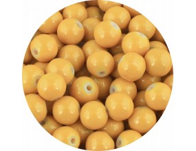KORALIKI SZKLANE POWLEKANE KULKI GŁADKIE DO BIŻUTERII ŻÓŁTE CIEMNE 8mm 50sz