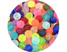 KORALIKI SZKLANE MROŻONE LODOWE MATOWE KULKI MIX KOLORÓW 8mm 50szt