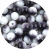 KORALIKI SZKLANE POWLEKANE KULKI DWUKOLOROWE BIAŁO SZARE 8mm 50szt